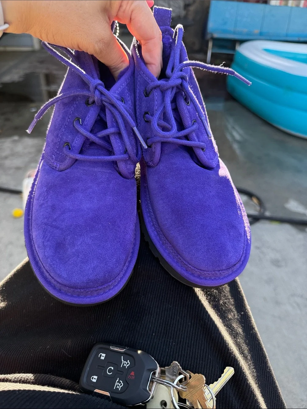 UGG Kids Purple Suede Lace-Up Boots